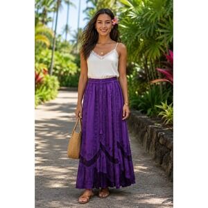 HolyClothing L/XL Handmade Purple Maxi Skirt Gothic Embroidered Lace Fairycore